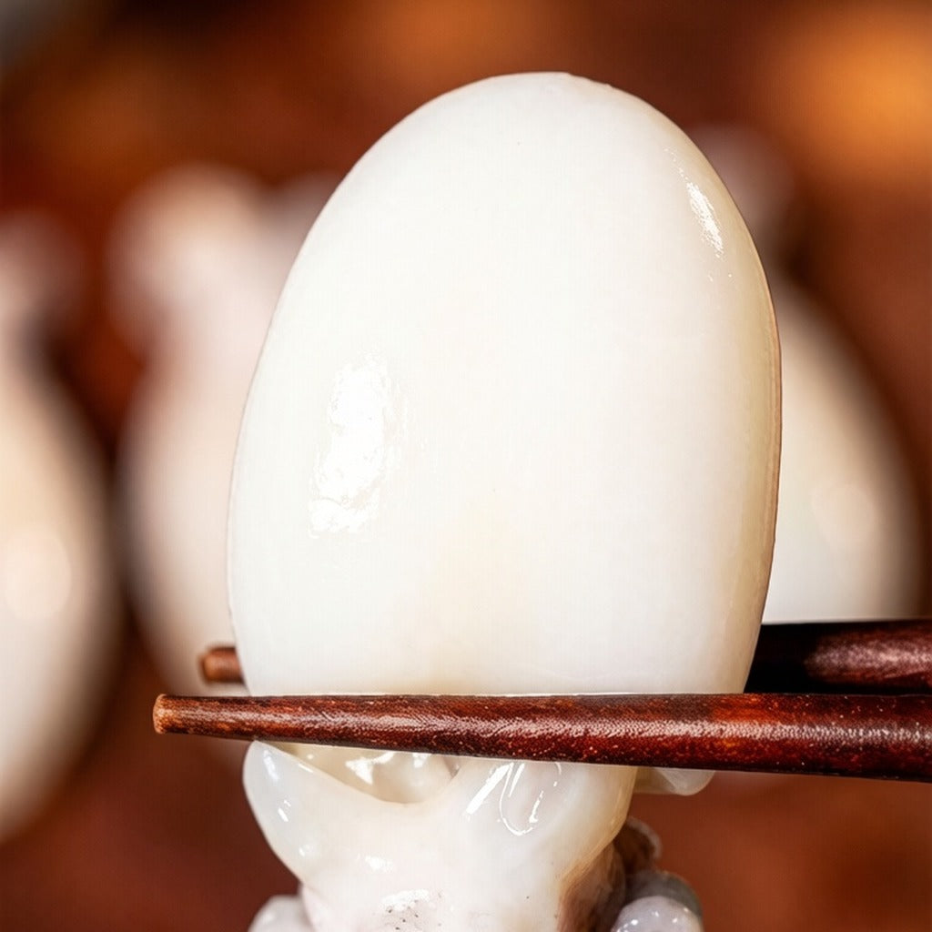 Grilled cuttlefish skewers on a charcoal grate